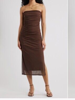 Open Edit midi Strapless Dress